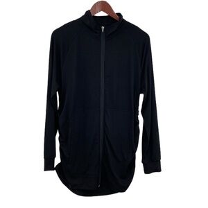 Ginkana Maternity Jacket Women Size Large Black Athletic Long Sleeves Ruched Zip